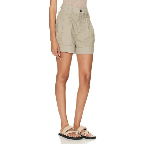 Citizens of Humanity Eugenie Pleated Poplin‎ Cuff Hem Short in Slate Khaki Sz 26 - Picture 2 of 12
